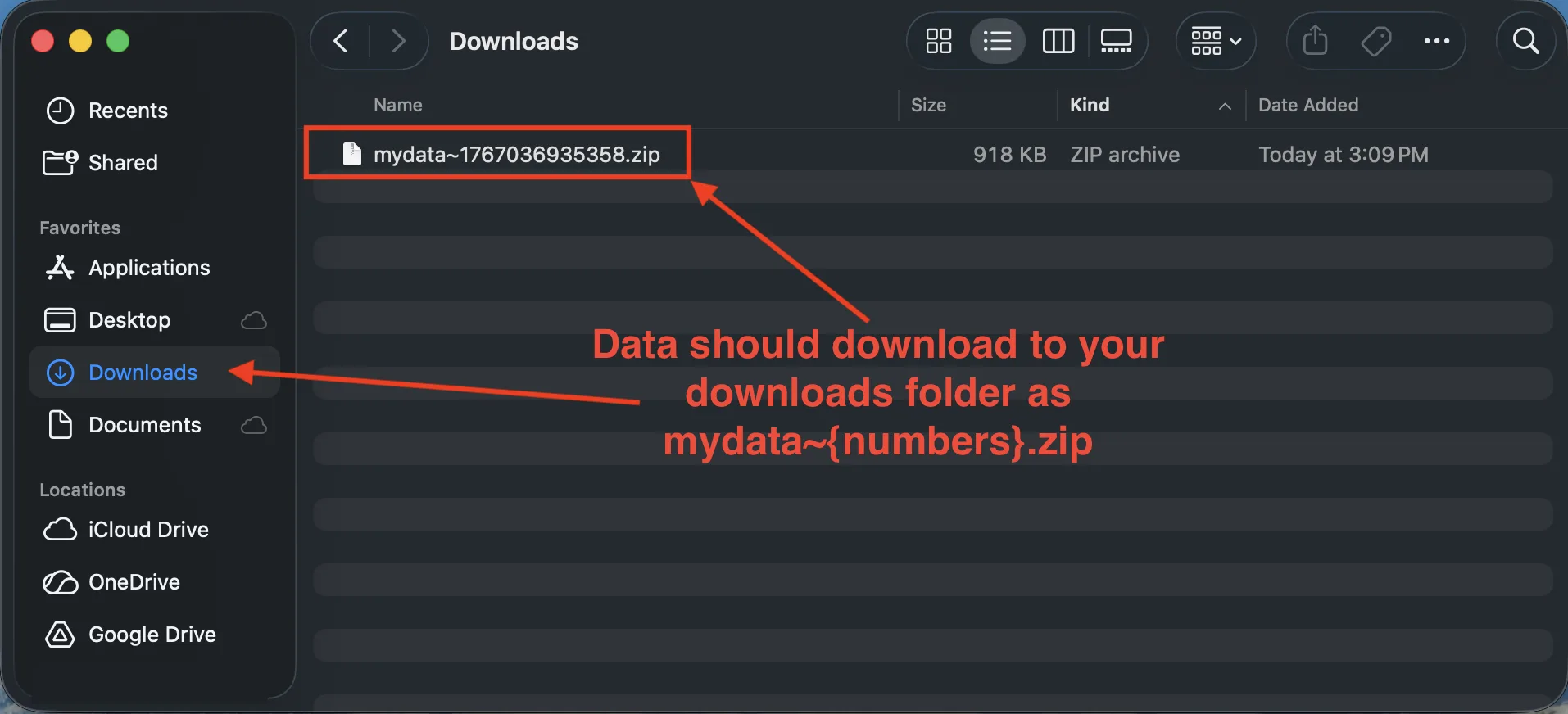 ZIP files in Downloads folder